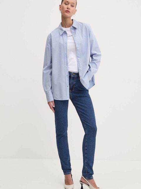 Guess Jeans koszula bawełniana damska kolor niebieski regular z kołnierzykiem klasycznym W4YH68 WGCF1 - zdjęcie produktu nr 2