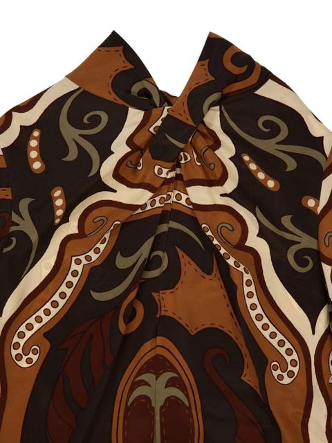 Johanna Ortiz paisley-print high-neck blouse - Brown