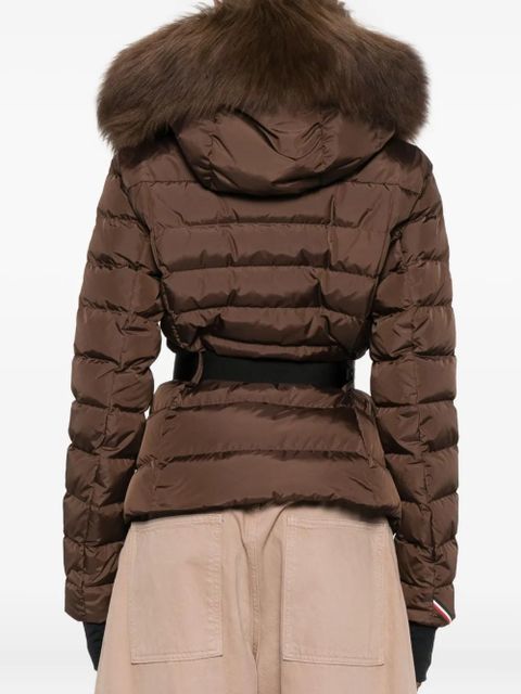 Moncler belted puffer jacket - Brown