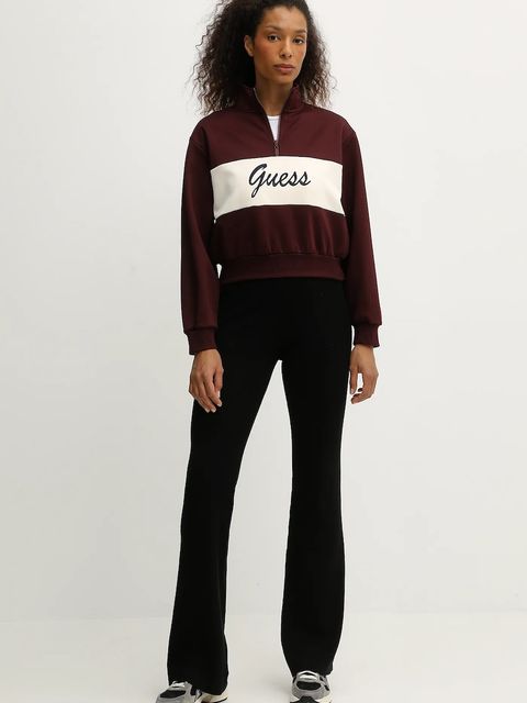 Guess bluza FABIA damska kolor bordowy z aplikacją V5BQ00 KCX22