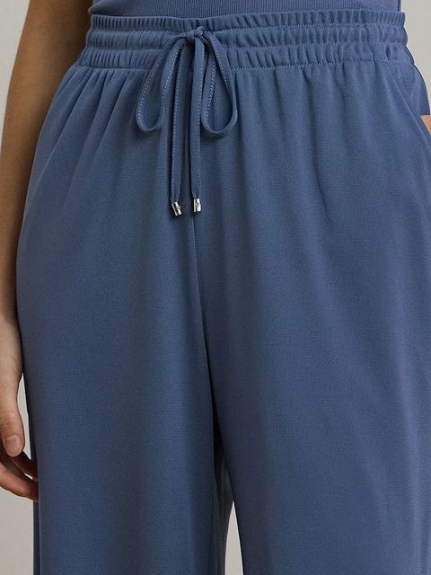 Lauren Ralph Lauren spodnie damskie kolor niebieski szerokie high waist 200971075