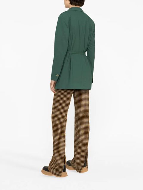 GANNI off-centre belted blazer - Green