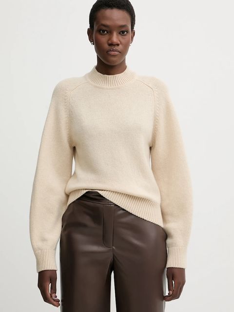 Sessun sweter wełniany damski kolor beżowy z półgolfem 25109005 - zdjęcie produktu nr 1