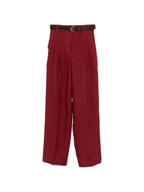 Max Mara belted pleated trousers - Red - zdjęcie produktu nr 1