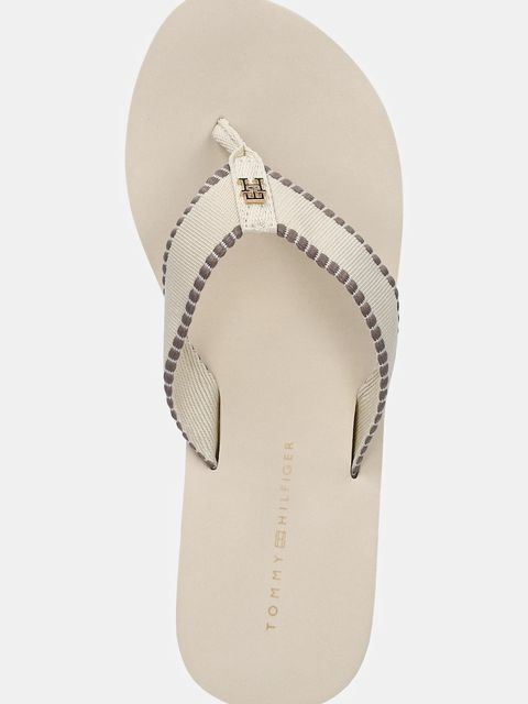 Tommy Hilfiger japonki WEDGE BEACH SANDAL damskie kolor beżowy na koturnie FW0FW08738