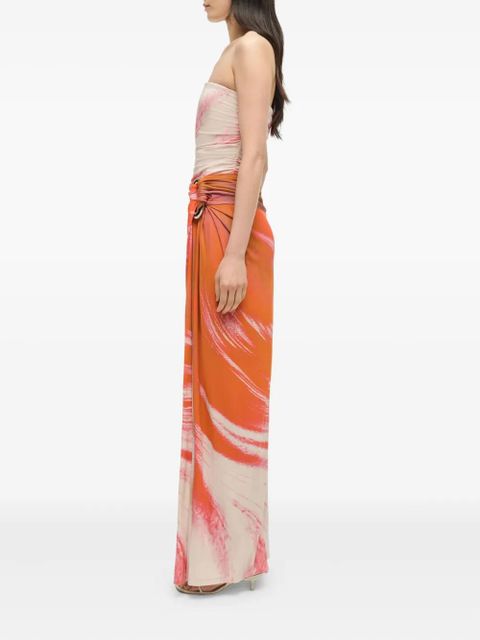 Simkhai marble-print strapless top - Orange
