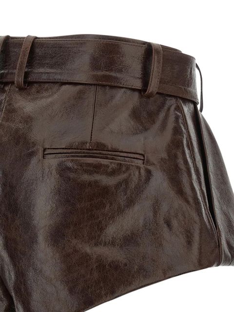 Magda Butrym belted leather shorts - Brown