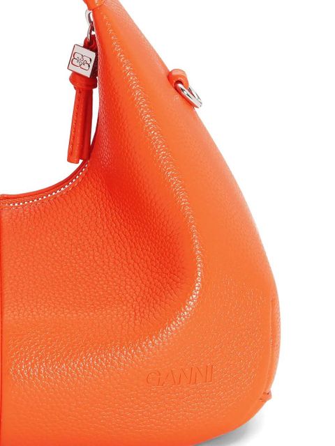 GANNI mini textured leather tote bag - Orange