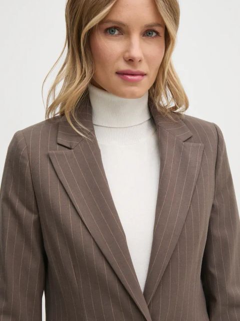 United Colors of Benetton marynarka kolor brązowy jednorzędowa wzorzysta 2KHSDW02H