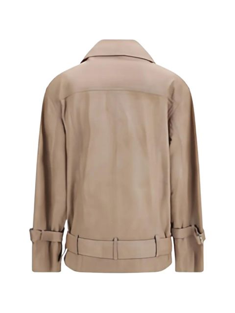 PINKO Candy belted leather jacket - Neutrals