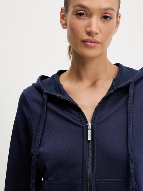 HUGO bluza damska kolor granatowy z kapturem gładka