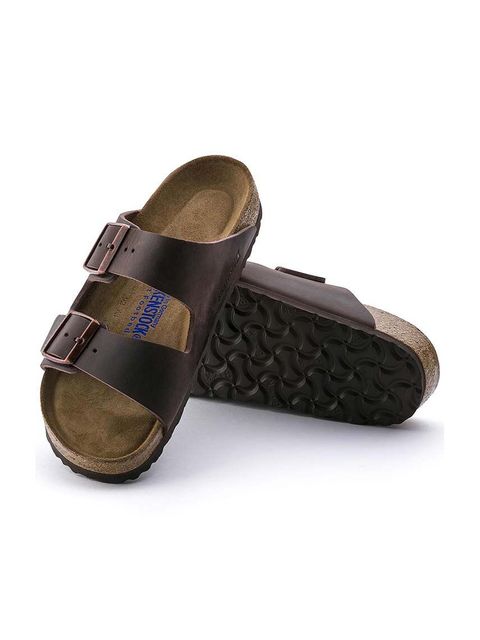 Birkenstock klapki skórzane Arizona damskie kolor brązowy 452763