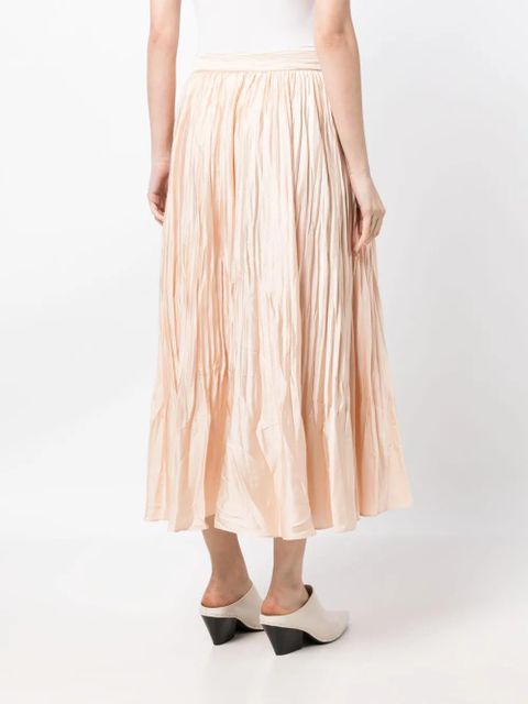 Simkhai crinkled-finish pleated midi skirt - Pink