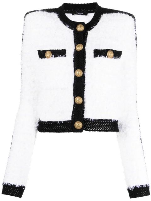 Balmain cropped tweed jacket - White - zdjęcie produktu nr 1
