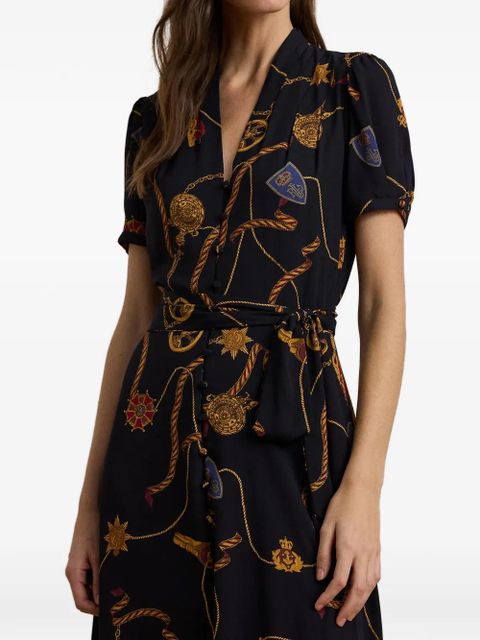 Lauren Ralph Lauren belted nautical-print dress - Black