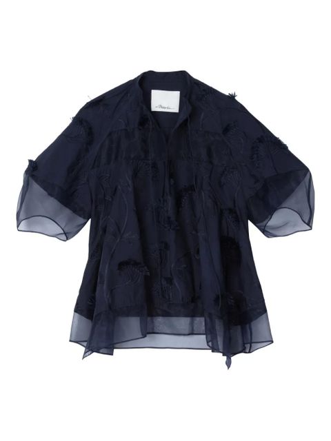 3.1 Phillip Lim embroidered ruffled blouse - Blue - zdjęcie produktu nr 1