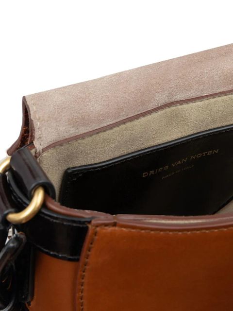 DRIES VAN NOTEN crocodile-effect braided-strap crossbody bag - Brown