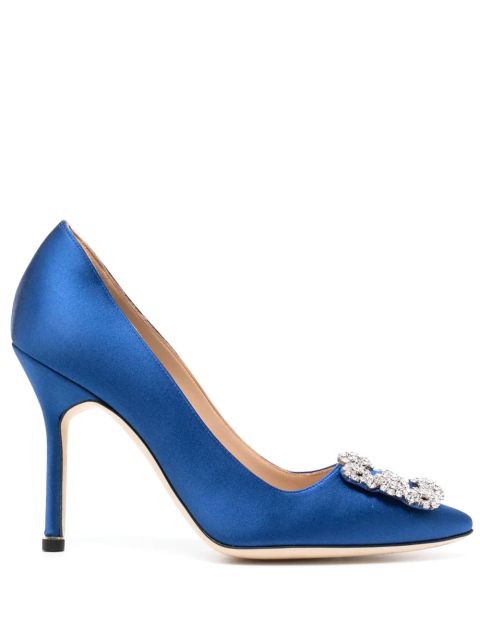 Manolo Blahnik Hangisi satin pumps - Blue