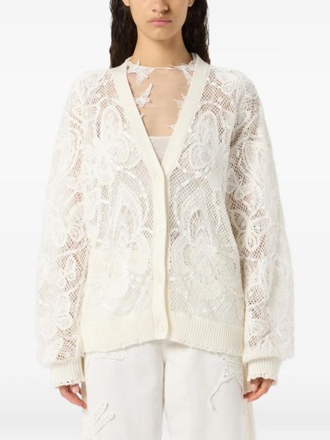 Blumarine butterfly-applique cardigan - White