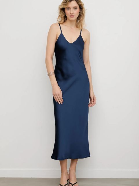 Answear.LAB sukienka kolor granatowy maxi rozkloszowana - zdjęcie produktu nr 2