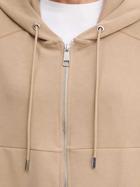 BOSS Orange bluza damska kolor beżowy z kapturem gładka 50547813