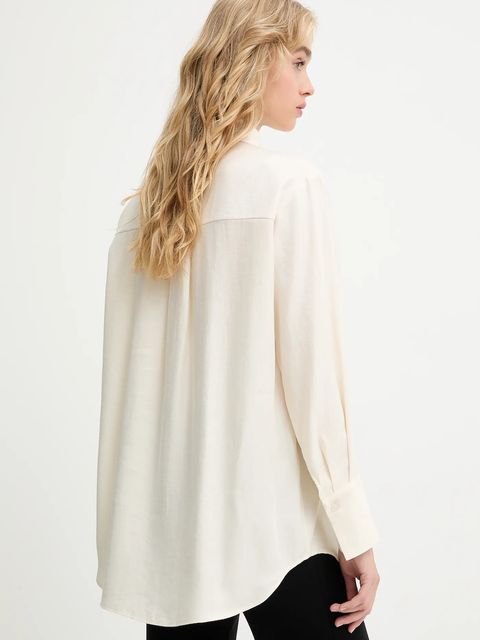 Answear.LAB koszula damska kolor beżowy relaxed z kołnierzykiem klasycznym