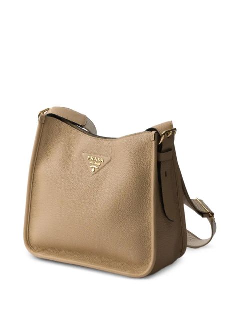 Prada logo-detail leather shoulder bag - Neutrals
