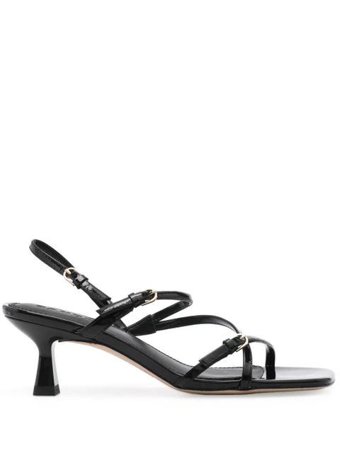 SANDRO 60mm square-toe patent-leather sandals - Black - zdjęcie produktu nr 1