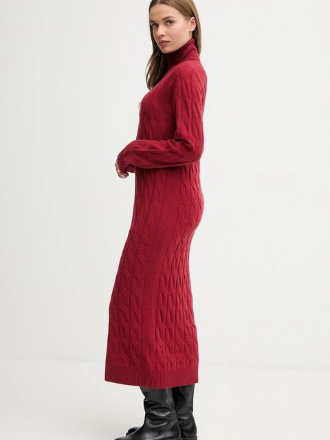 Tommy Hilfiger sukienka z dodatkiem wełny kolor bordowy maxi prosta WW0WW46429