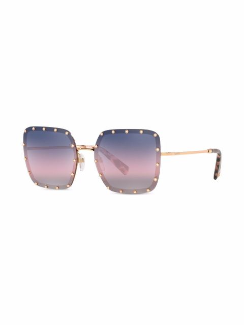 Valentino Eyewear crystal-studs square-frame sunglasses - Blue - zdjęcie produktu nr 2