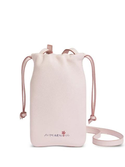 Marni embroidered-logo drawstring phone holder - Pink - zdjęcie produktu nr 1