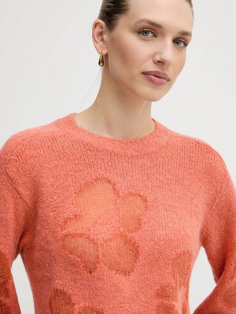 United Colors of Benetton sweter z dodatkiem wełny damski kolor pomarańczowy 18L4E10EW