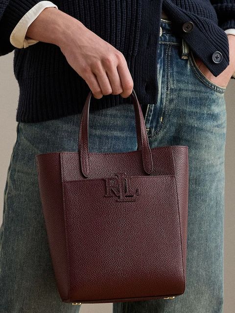 Lauren Ralph Lauren torebka skórzana kolor bordowy 431966760