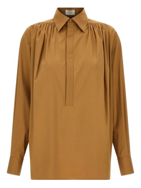 Saint Laurent gathered-detail blouse - Brown - zdjęcie produktu nr 1