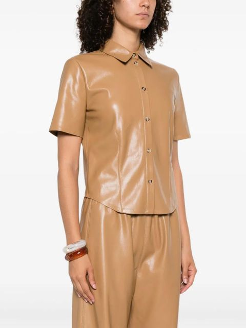 Nanushka Clare button-up short-sleeve shirt - Neutrals