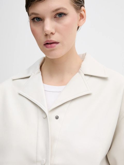 Calvin Klein Jeans koszula damska kolor beżowy relaxed z kołnierzykiem klasycznym LV044D165G