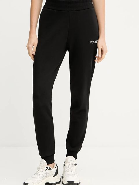 Armani Exchange spodnie dresowe bawełniane damskie kolor czarny gładkie XW001454 AF10830 - zdjęcie produktu nr 1