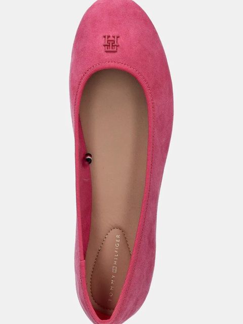 Tommy Hilfiger baleriny zamszowe TH HARDWARE SUEDE BALLERINA kolor różowy FW0FW08655