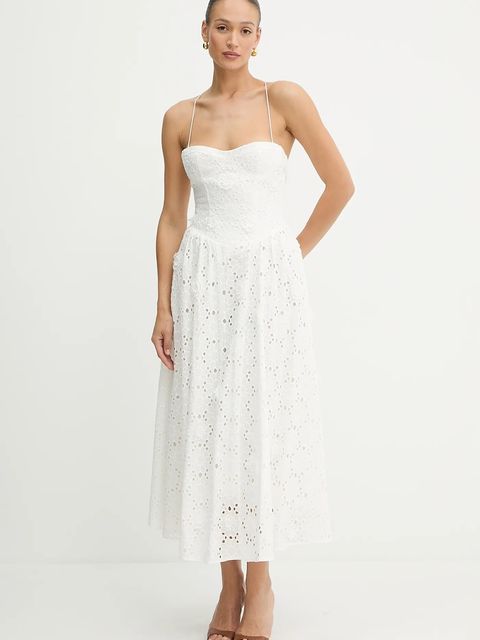 Bardot sukienka bawełniana kolor biały maxi rozkloszowana 59786DB2 - zdjęcie produktu nr 1