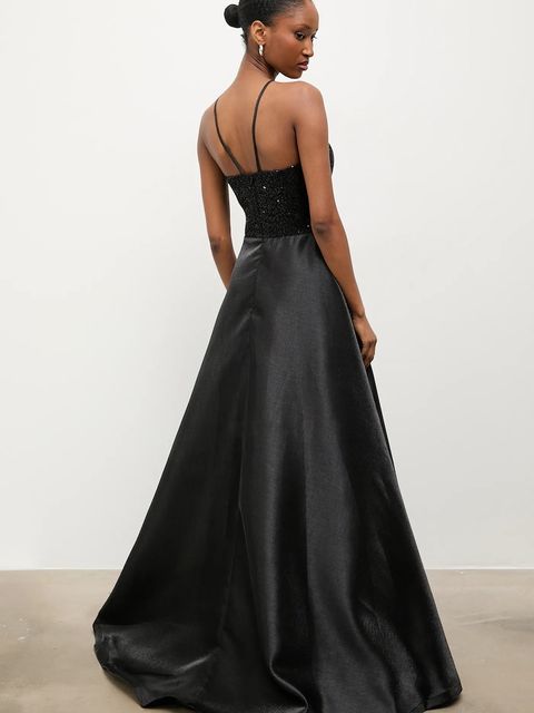 Answear.LAB sukienka kolor czarny maxi rozkloszowana - zdjęcie produktu nr 2