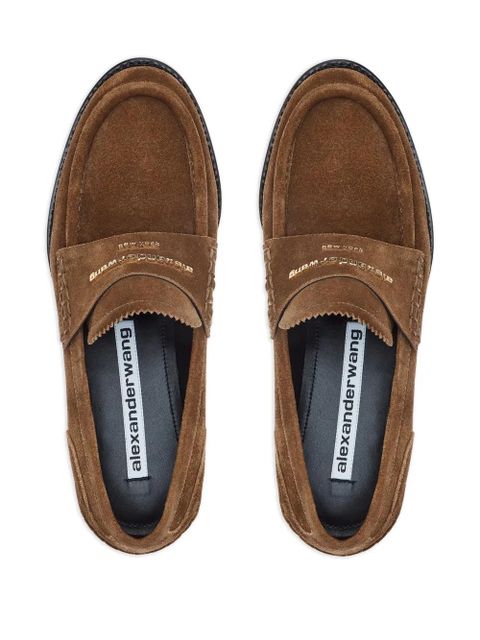 Alexander Wang logo-plaque suede loafers - Brown