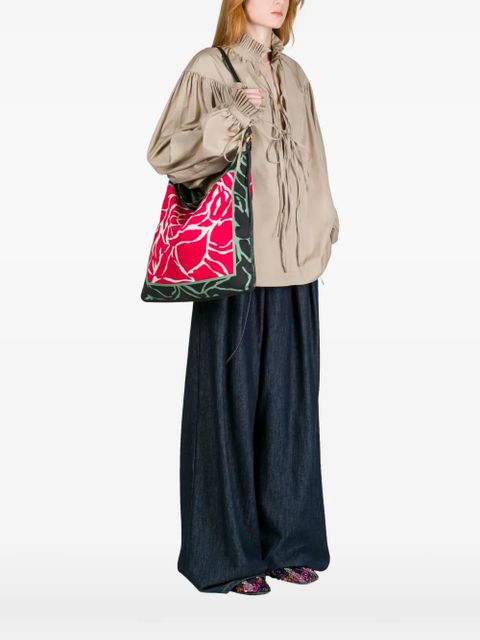 DRIES VAN NOTEN large graphic-print shoulder bag - Red