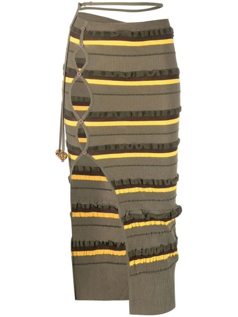Jacquemus ribbed-knit striped midi skirt - Green - zdjęcie produktu nr 1