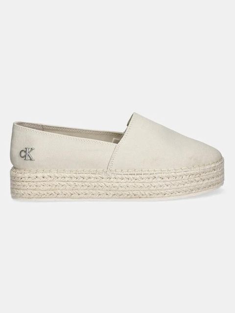 Calvin Klein Jeans espadryle FLATFORM ESPADRILLE MG/HDW kolor beżowy na platformie YW0YW01737