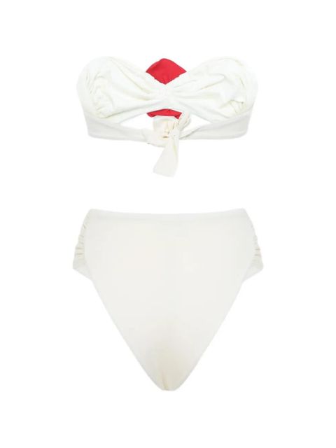 La Reveche Derya floral-appliqué ruched bikini - Neutrals - zdjęcie produktu nr 2