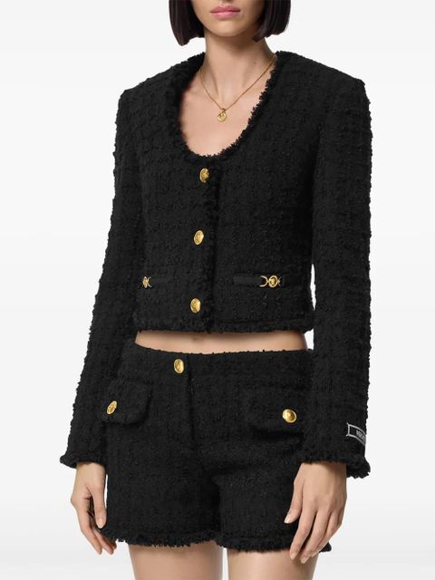 Versace Heritage tweed cropped jacket - Black