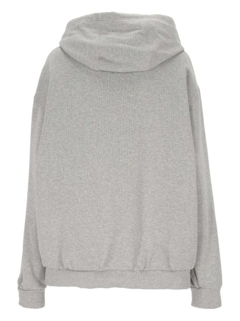 Miu Miu logo-appliqué zip-up hoodie - Grey - zdjęcie produktu nr 2