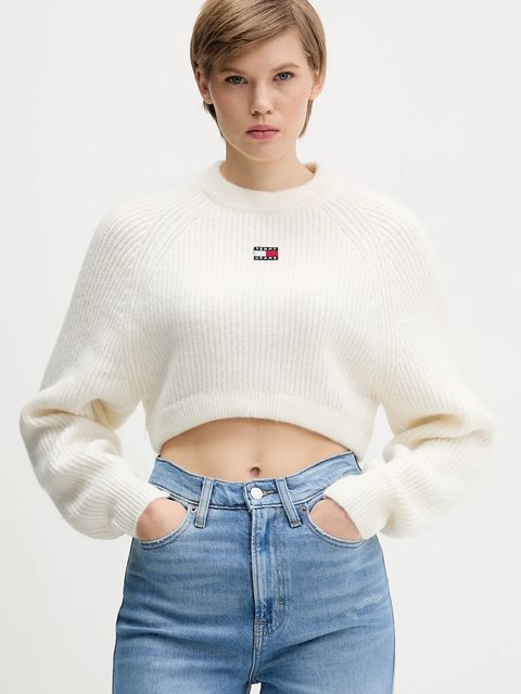 Tommy Jeans sweter z domieszką wełny damski kolor biały DW0DW21677 - zdjęcie produktu nr 1