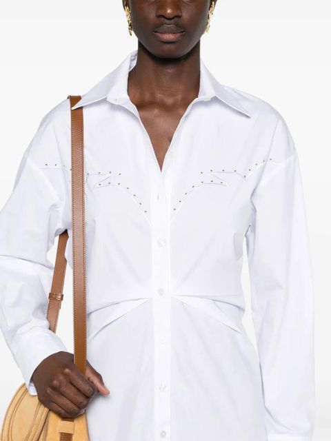 PINKO eyelet-detail cotton shirtdress - White