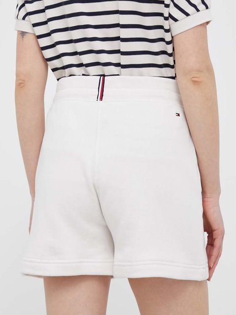 Tommy Hilfiger szorty damskie kolor biały gładkie high waist WW0WW38348